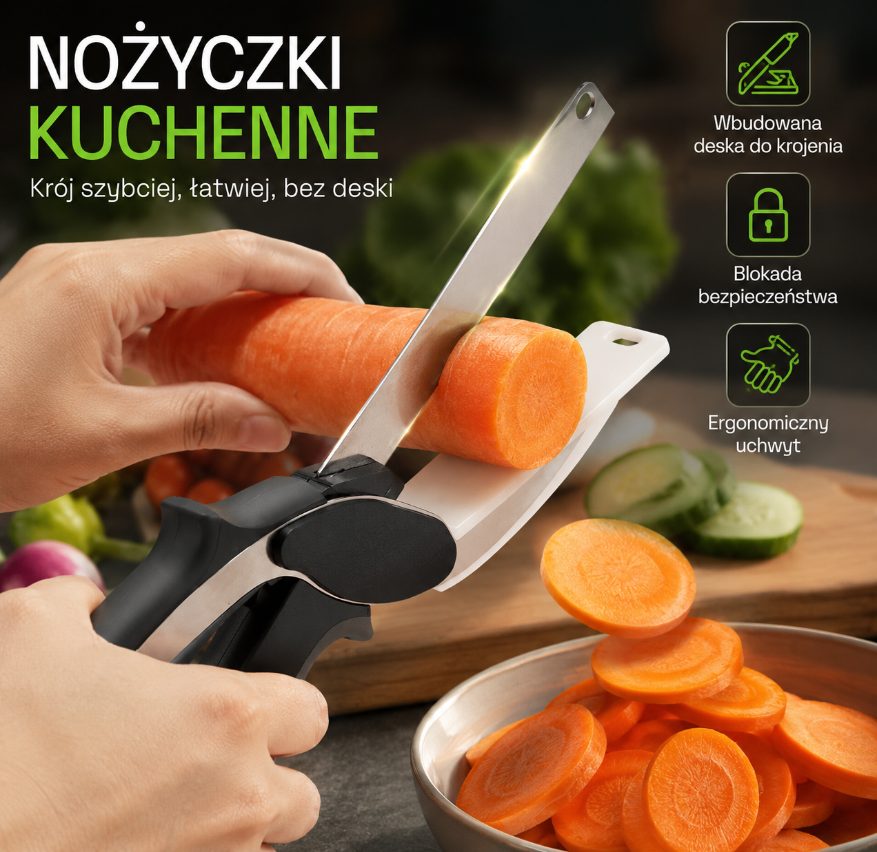 EasySlice™ – Nożyce 2w1 z Deską do Krojenia