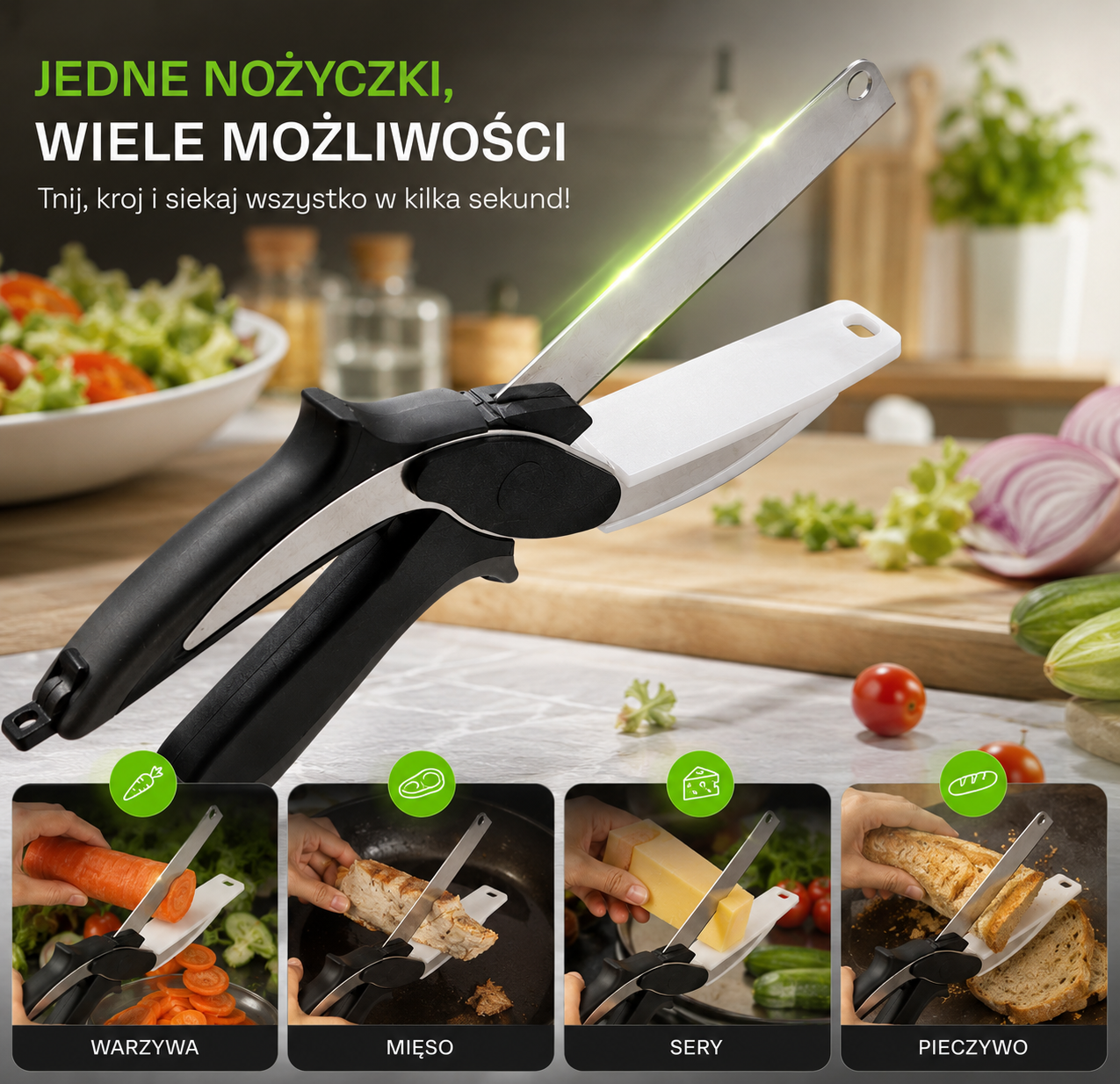 EasySlice™ – Nożyce 2w1 z Deską do Krojenia